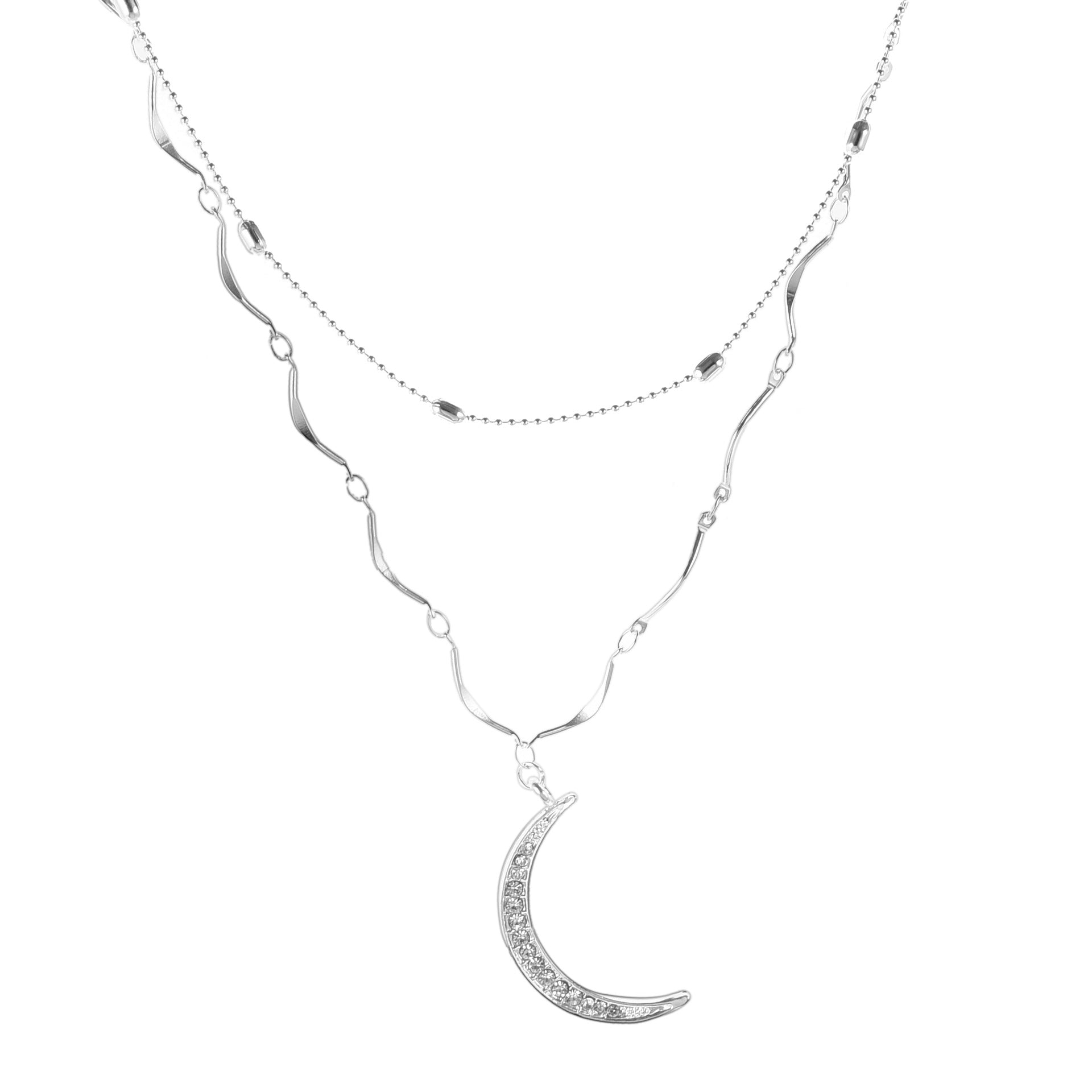 Crystal Moon Double Chain Choker for Women