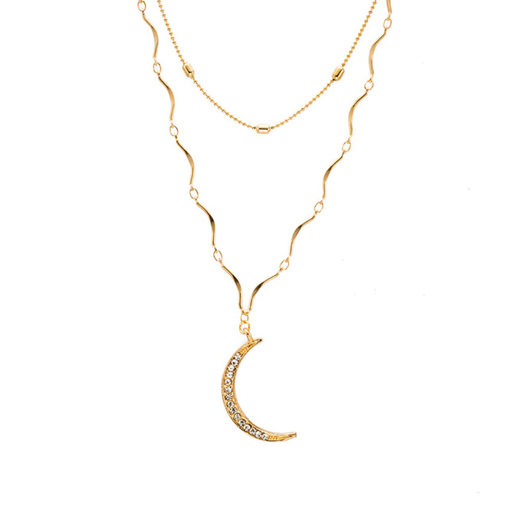 Crystal Moon Double Chain Choker for Women