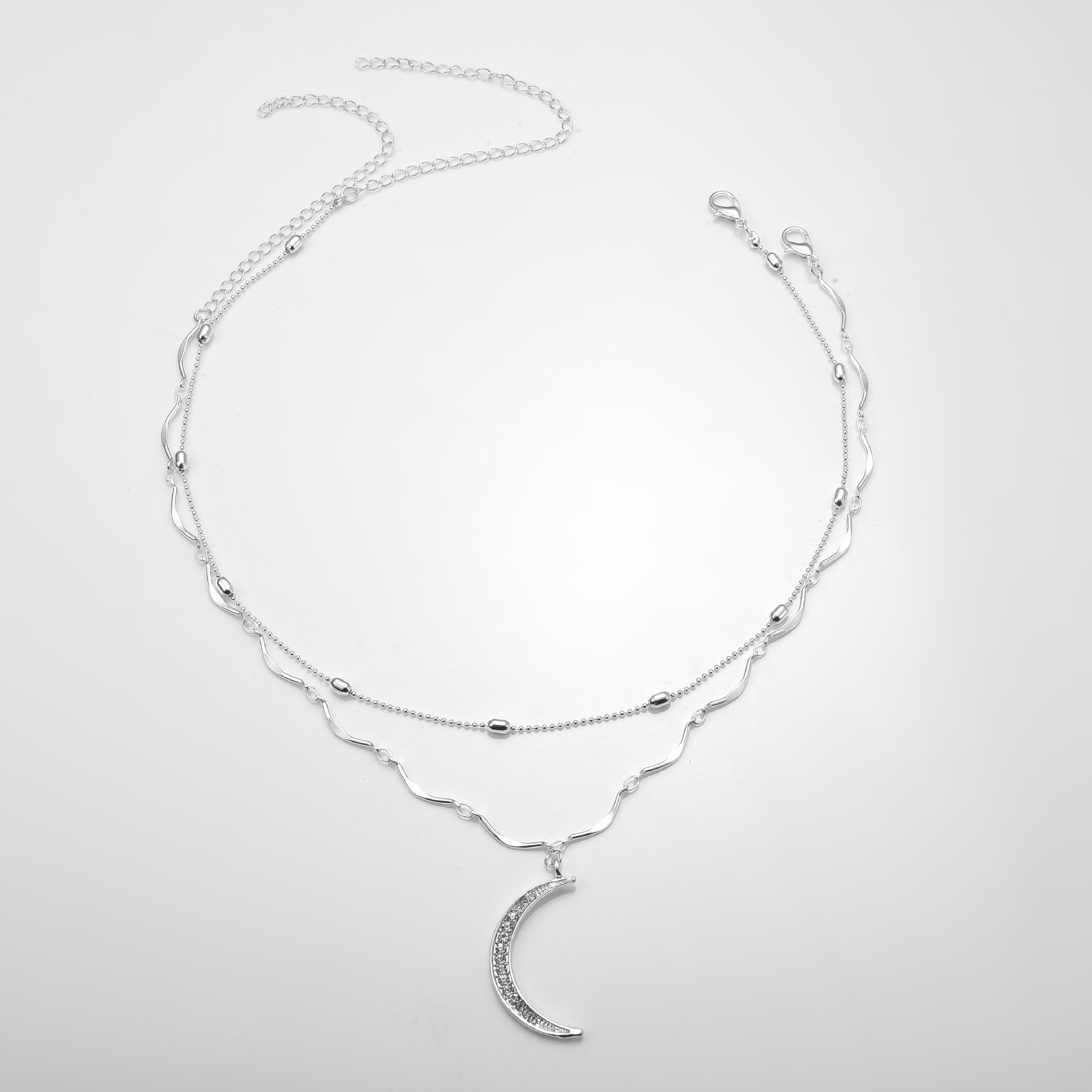 Crystal Moon Double Chain Choker for Women