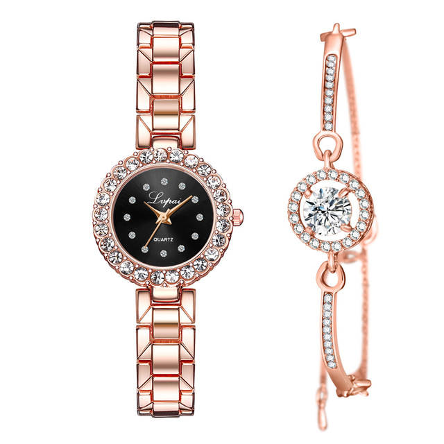 Women's Quartz Bangle Bracelet Watch Set