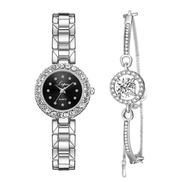 Women's Quartz Bangle Bracelet Watch Set