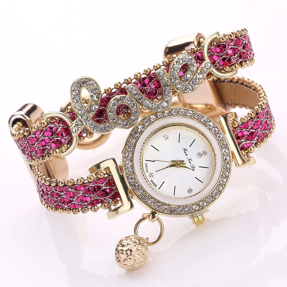 FanTeeDa Women's Rhinestone Bracelet Watch