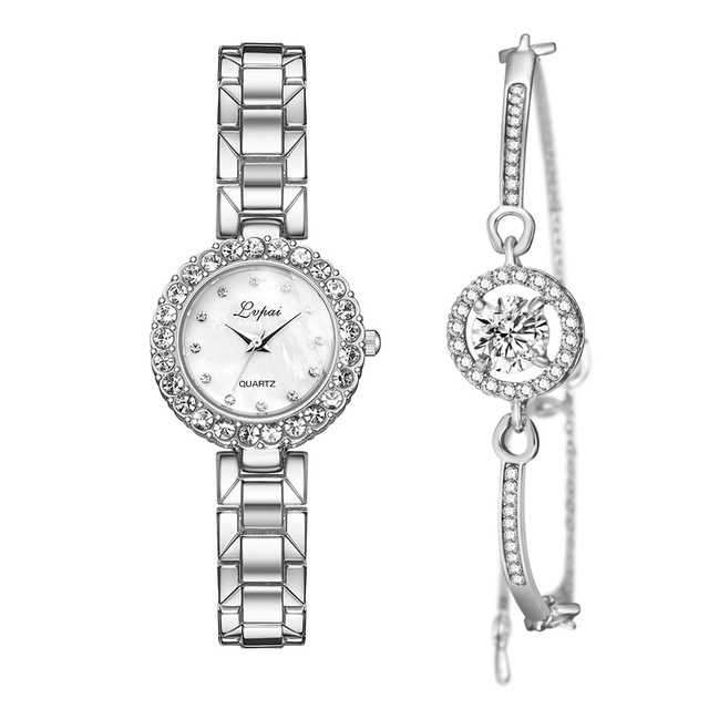 Women's Quartz Bangle Bracelet Watch Set