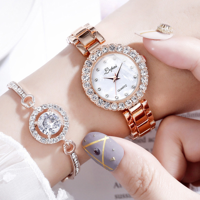 Women's Quartz Bangle Bracelet Watch Set