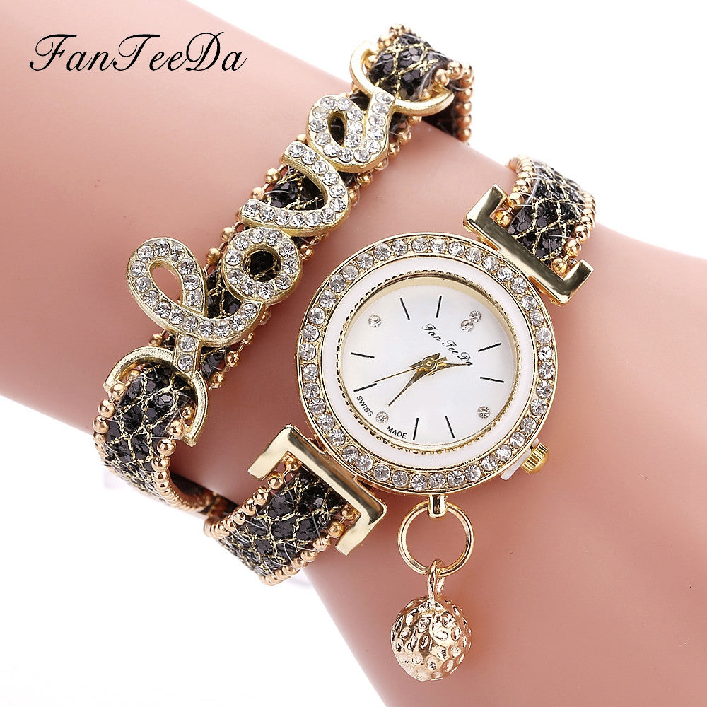 FanTeeDa Women's Rhinestone Bracelet Watch