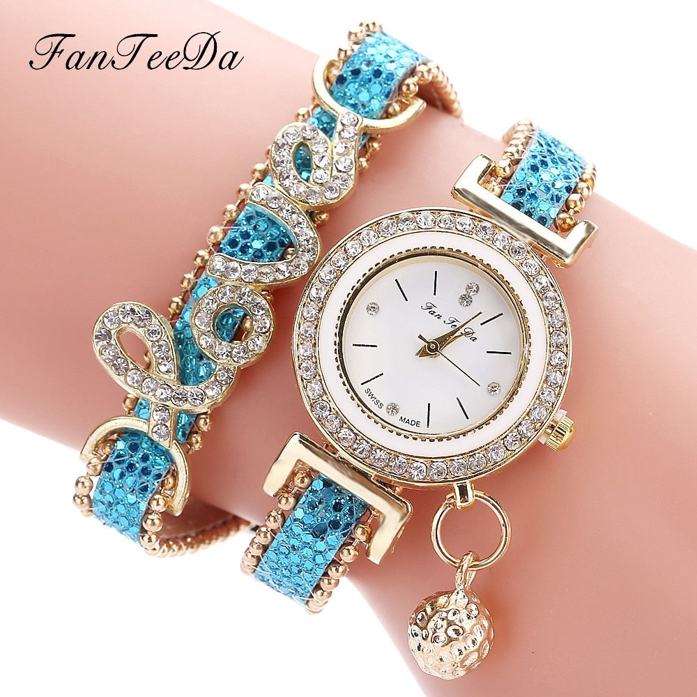 FanTeeDa Women's Rhinestone Bracelet Watch