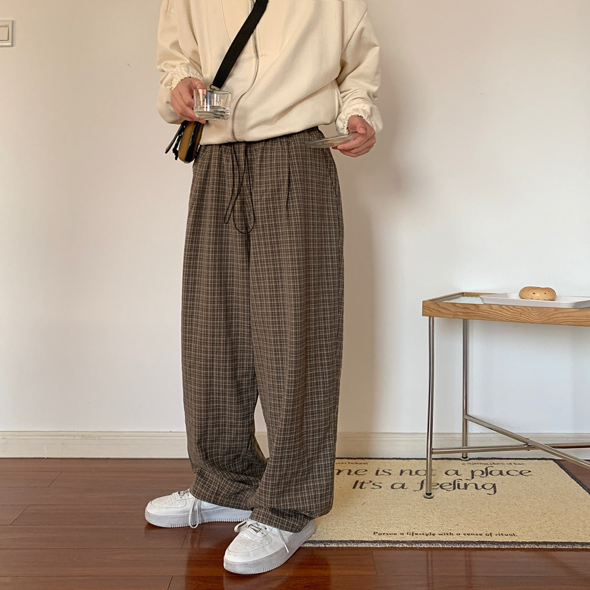 Spring Plaid Retro Profile Men's Casual Pants