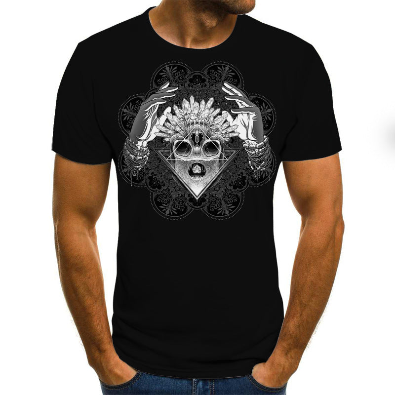 Printed 3DT Shirts Horror Skull Print Short Sleeve T-Shirts For Men And Women