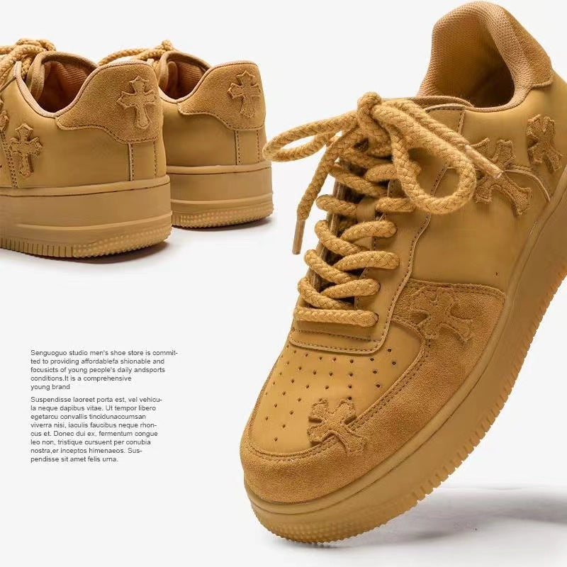 Retro Wheat Platform Sneakers for Women